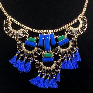 Tassel Necklace Royal Blue Gold Jewel 🆕 NWT